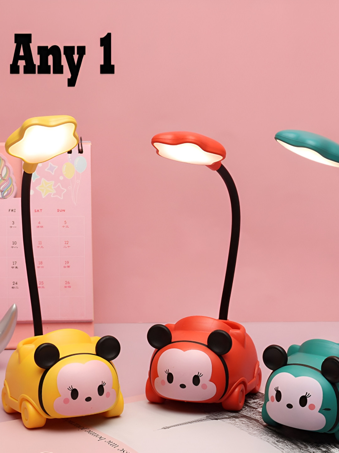 Flenzy Red Printed Acrylic Abstract Shaped Table Lamp