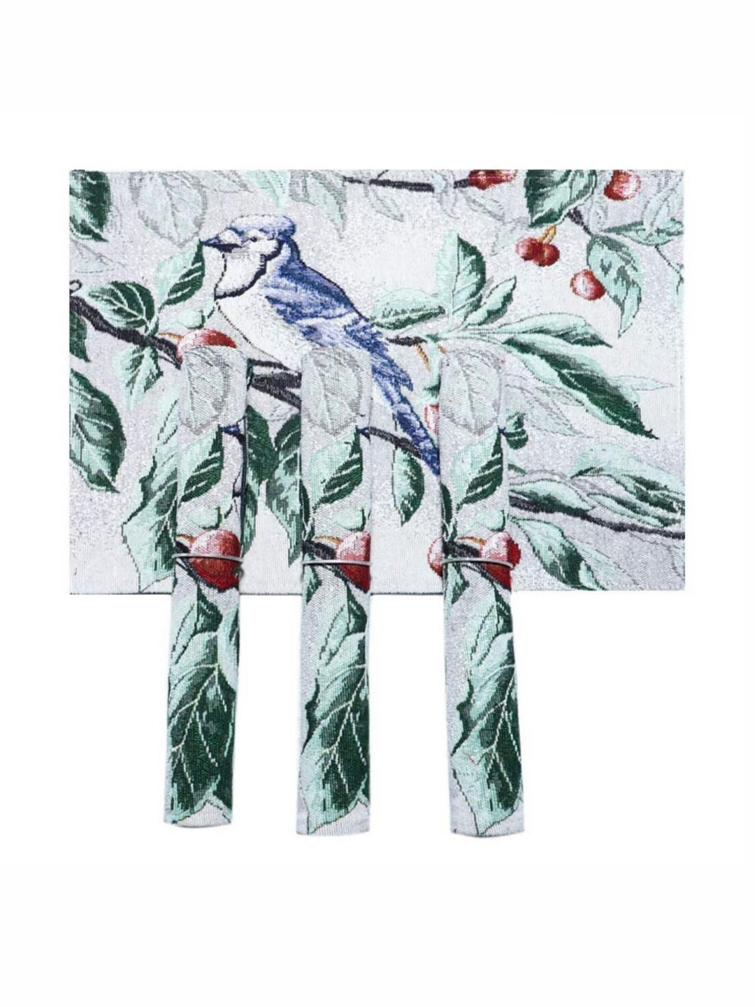 PRAKARTIK Set of 4 Grey & Green Bird Printed Christmas Cotton Dining Table Placemats