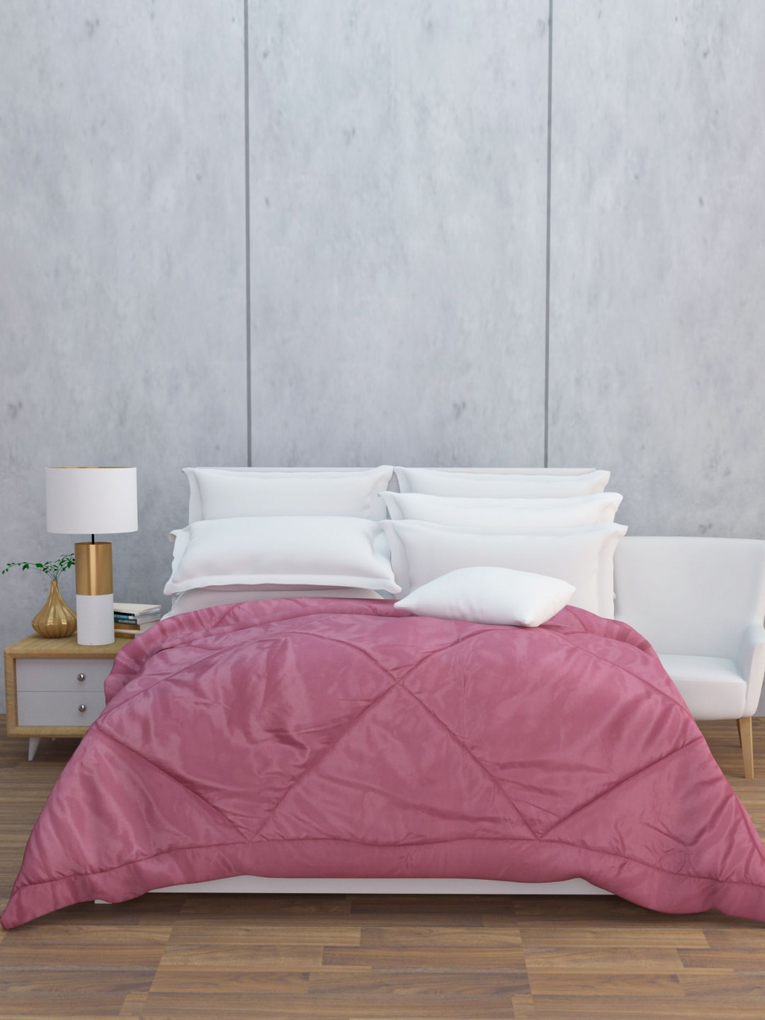 HAPPY HUES Pink 380 GSM Double Bed Comforter