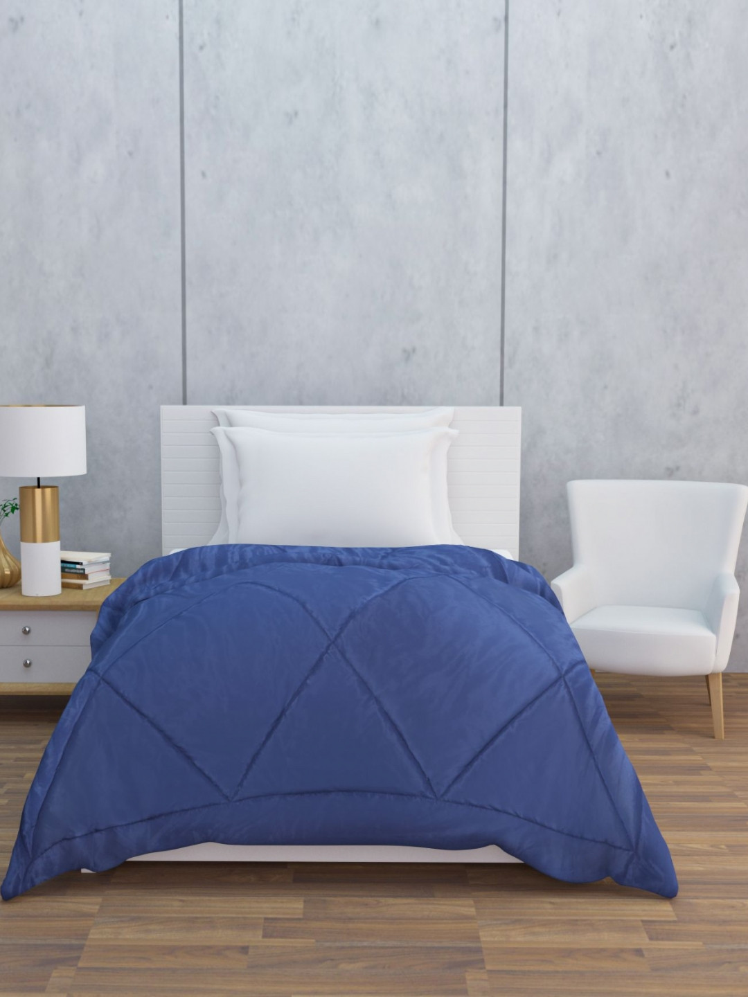 HAPPY HUES Blue 380 GSM Single Bed Comforter