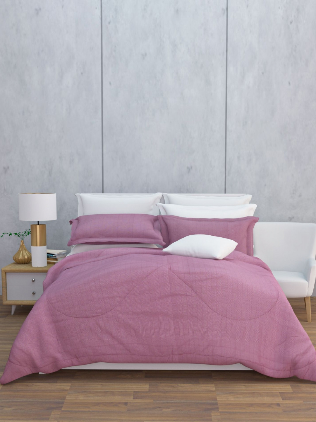 HAPPY HUES Pink 380 GSM Double Bed Blanket
