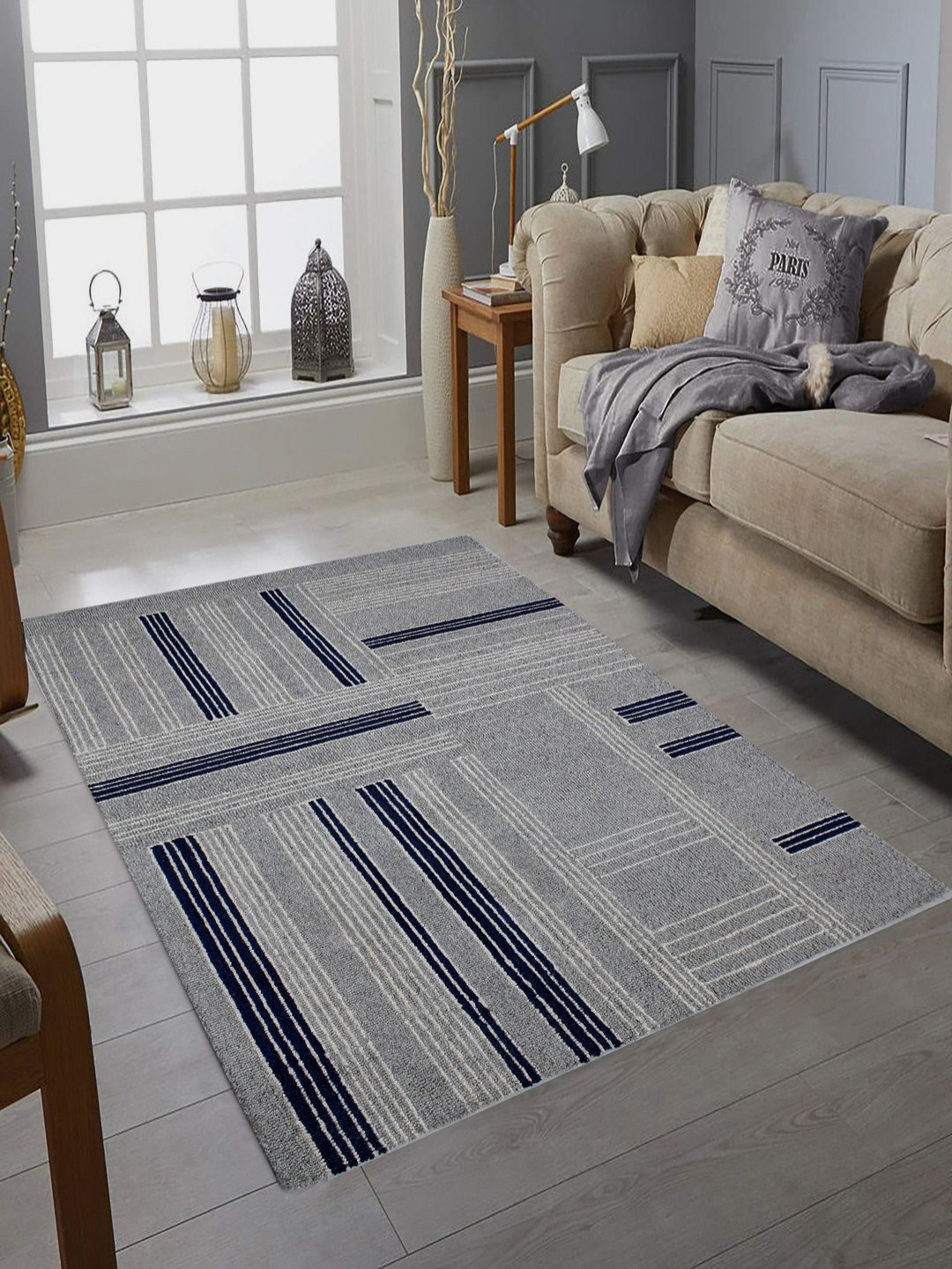 MRIC Blue Bohemian Hand-Tufted Woollen Carpet
