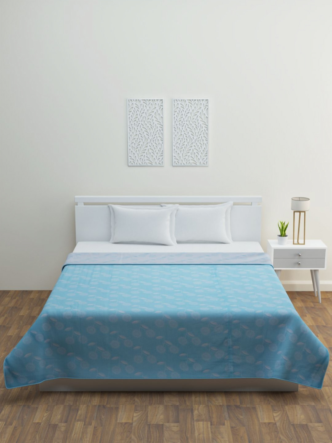 BLUSH Blue & Grey Floral Mild Winter 350 GSM Double Bed Dohar