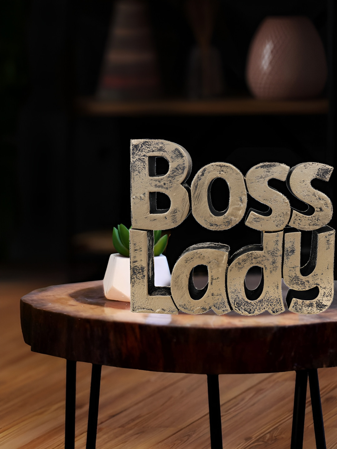 Zart Boss Lady Gold Polyresin Natural Living Room Medium Showpiece - 5 Inches