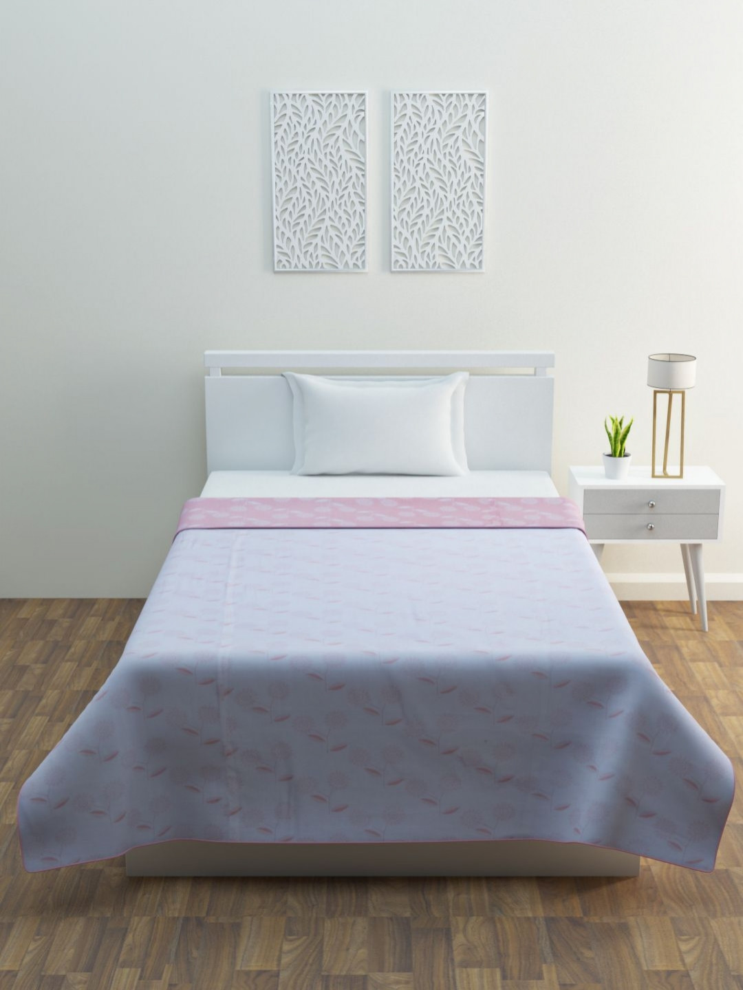 BLUSH Pink & Grey Mild Winter 350 GSM Single Bed Dohar