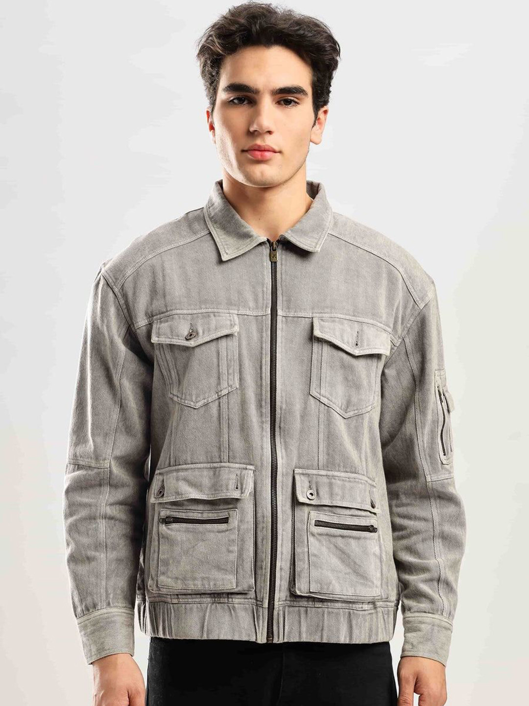 Overlays Men Brand Logo Quilted Jacket with Embroidered