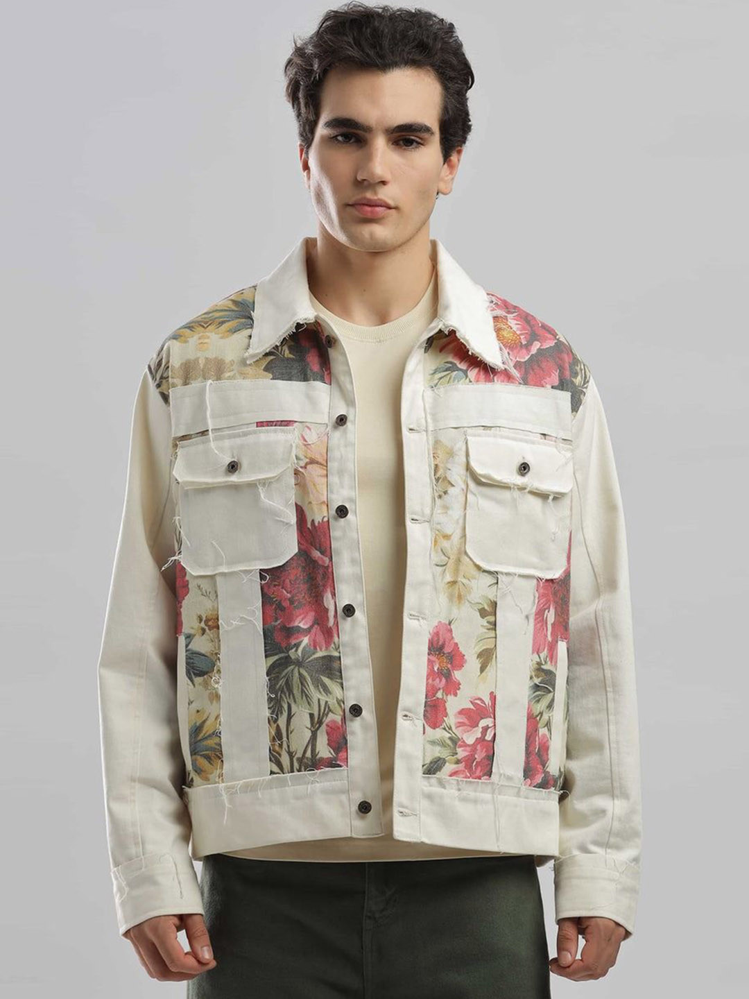 Overlays Men Brand Logo Quilted Jacket with Embroidered