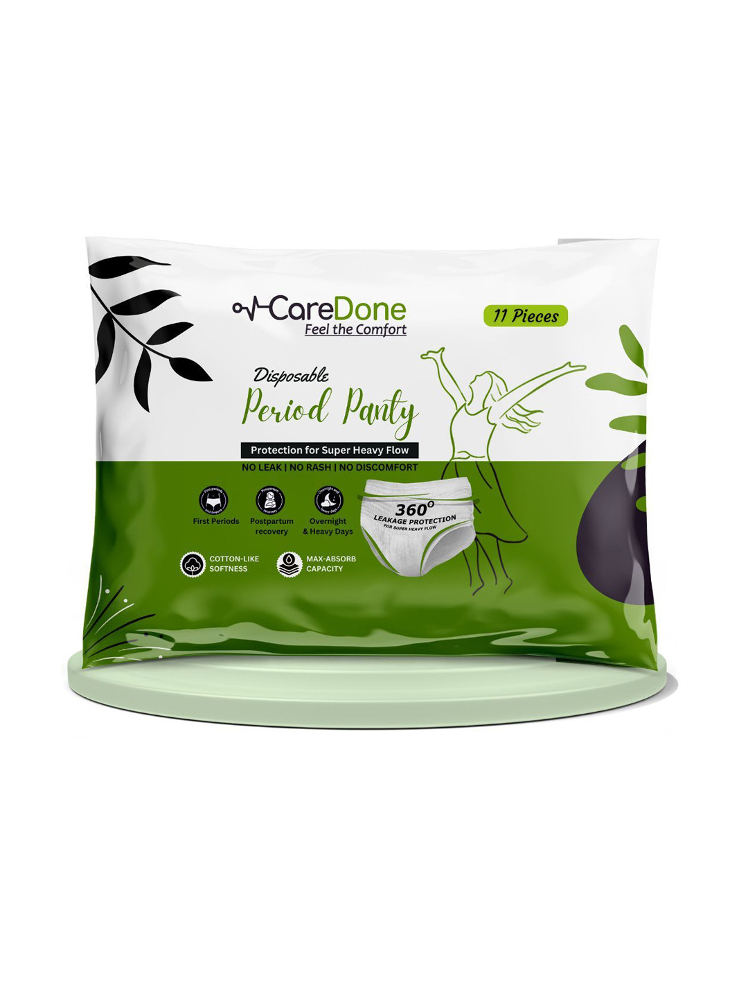 CareDone Disposable Leak Proof Overnight Protection Period Panty - M - 11-Pcs