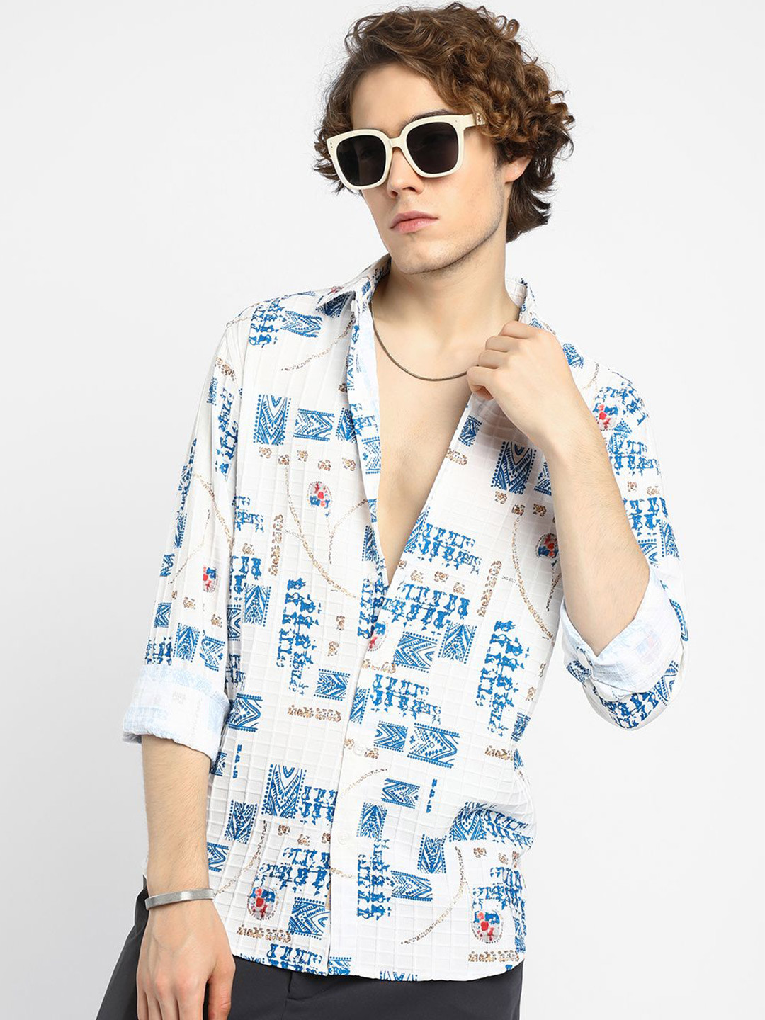 Campus Sutra Men Regular Fit Ethnic Motif Casual Shirt