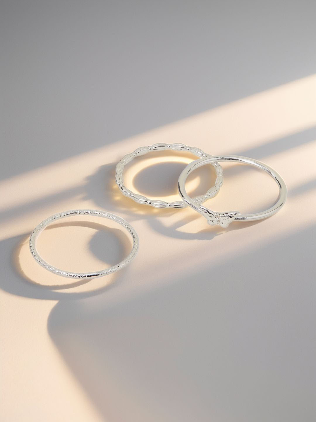 Accessorize Set Of 3 Sterling Silver Silver-Plated Butterfly Finger Rings