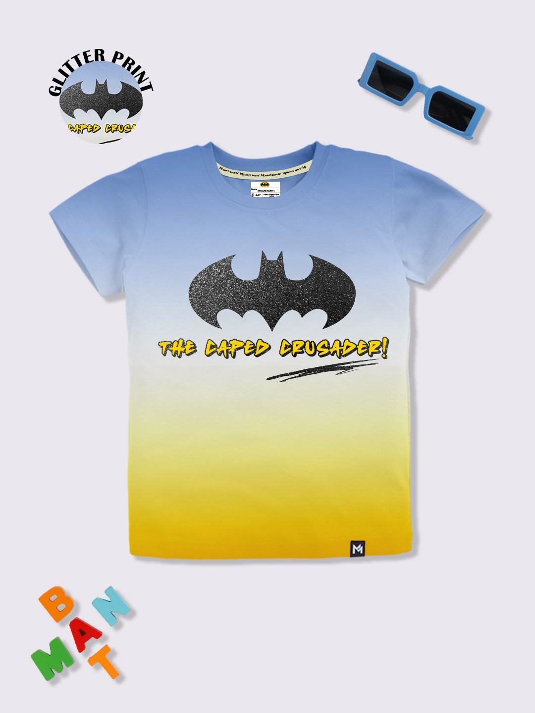 YK X Minute Mirth Boys Batman  Ombre Effect T-shirt