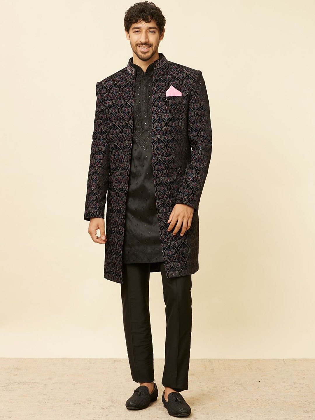 Twamev Men  Embroidery Sequin work Indo Western Set