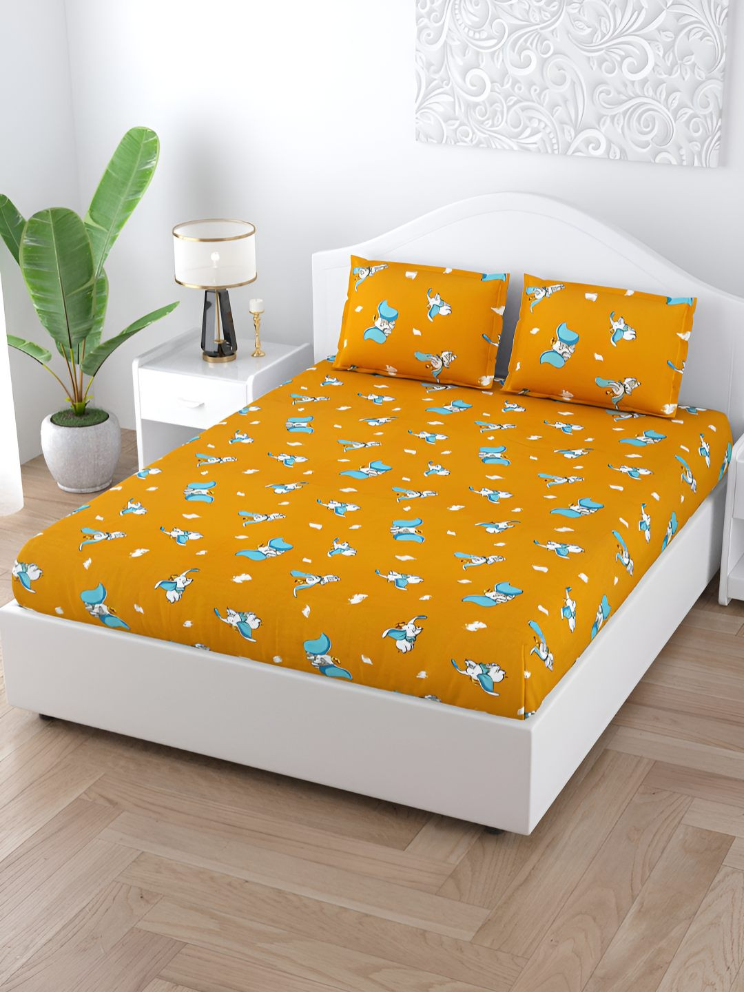 BED-SHEET.COM Orange & Blue Cartoon Characters Microfiber Mild Winter 300 GSM Single Bed Comforter