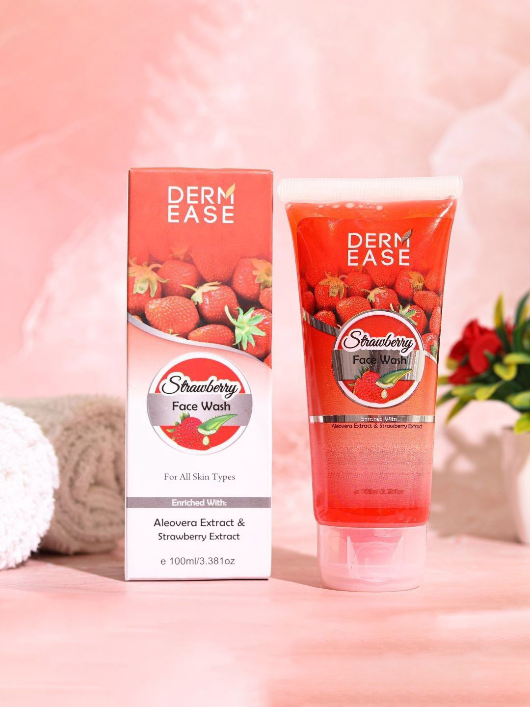 DERMEASE Strawberry Face Wash with Aloevera Extract & Strawberry Extract - 100 ml