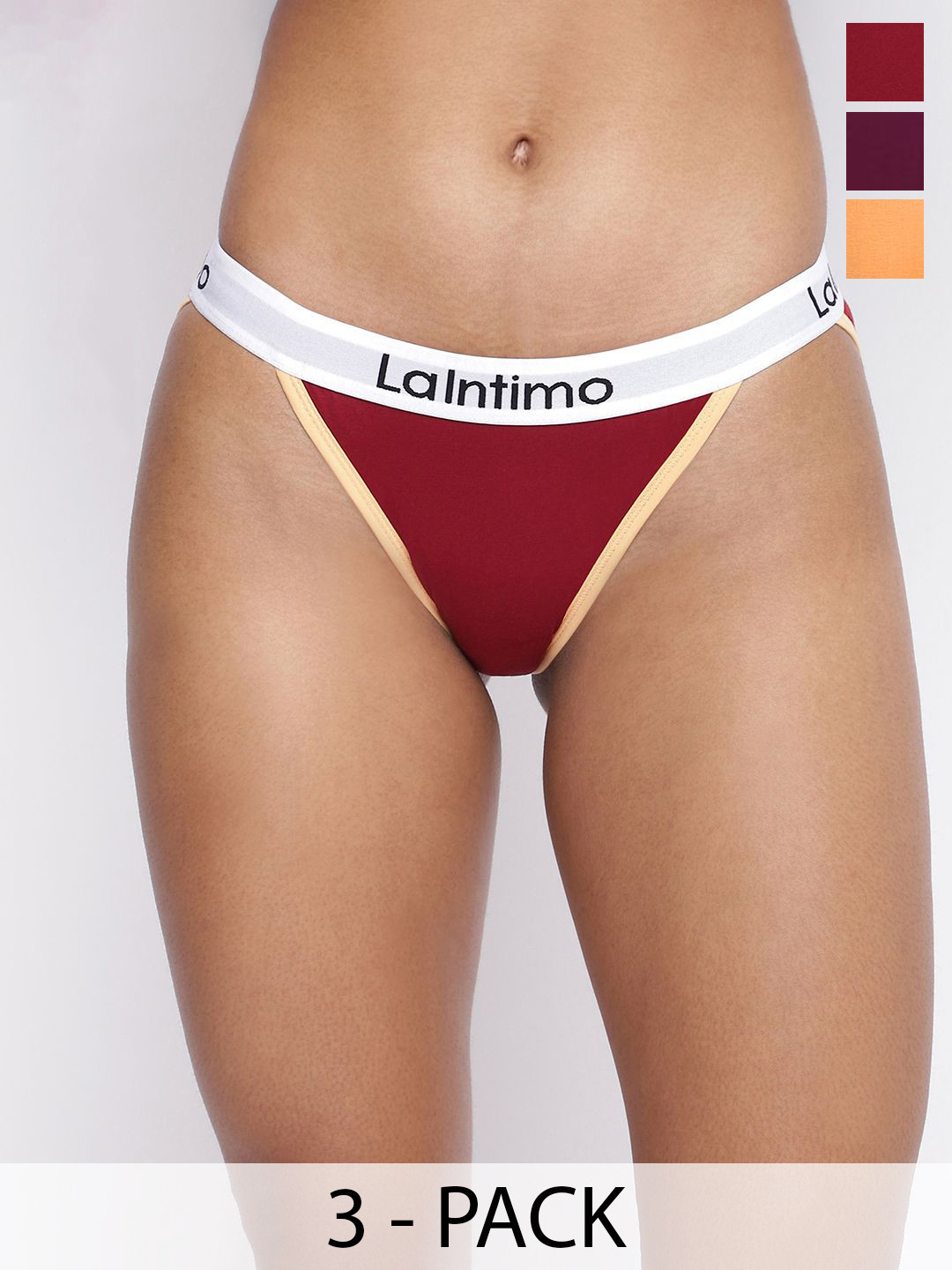 La intimo Moda Women Pack of 3 Low-Rise Bikini Briefs