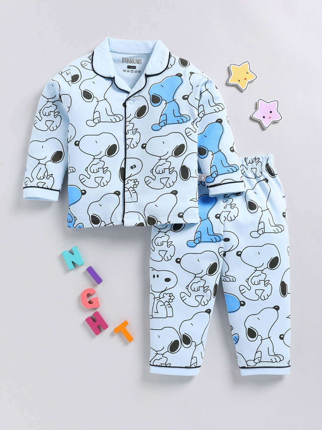 YK X Tinyo Infant Boys Snoopy Printed Pure Cotton Night suit