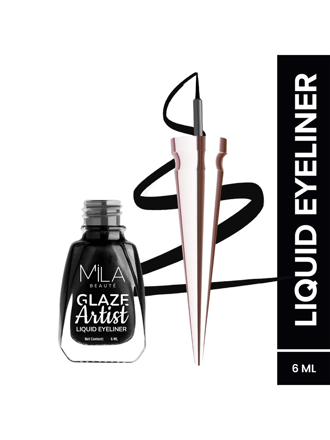 MILA BEAUTE Glaze Artist Water Proof Liquid Eyeliner With Vitamin E - 6ml - Infinite Black