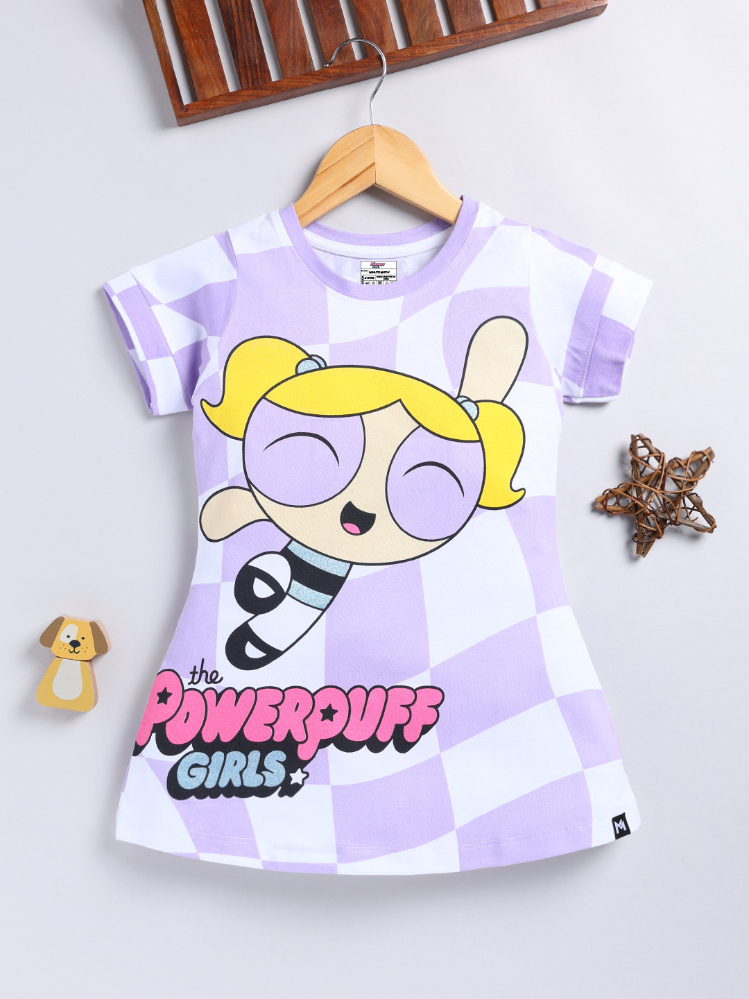 YK X Minute Mirth Girls Power Puff Girls Printed Pure Cotton A-Line Dress