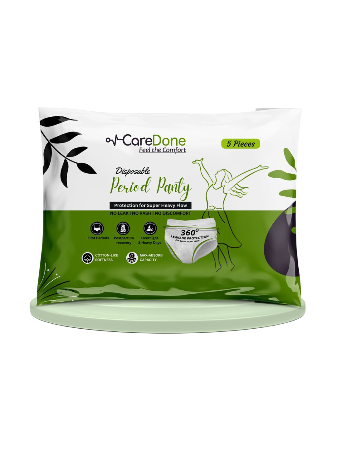 CareDone Disposable Leak Proof Overnight Protection Period Panty -  S - 5-Pcs