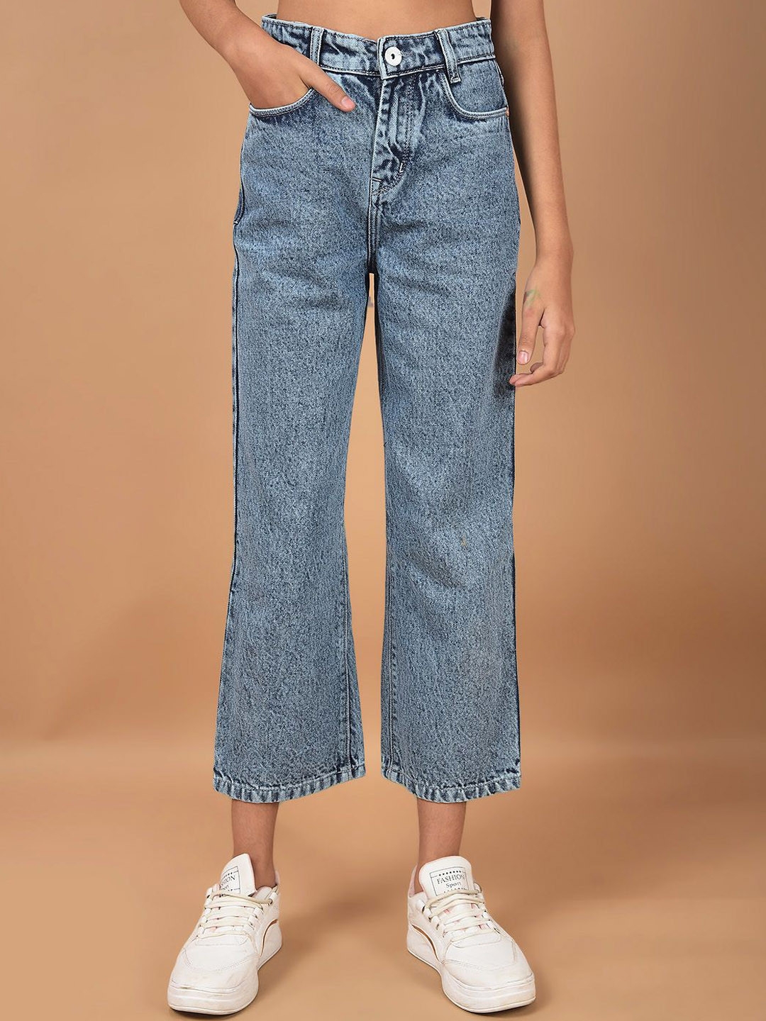 Crimsoune Club Girls Wide Leg Stretchable Jeans