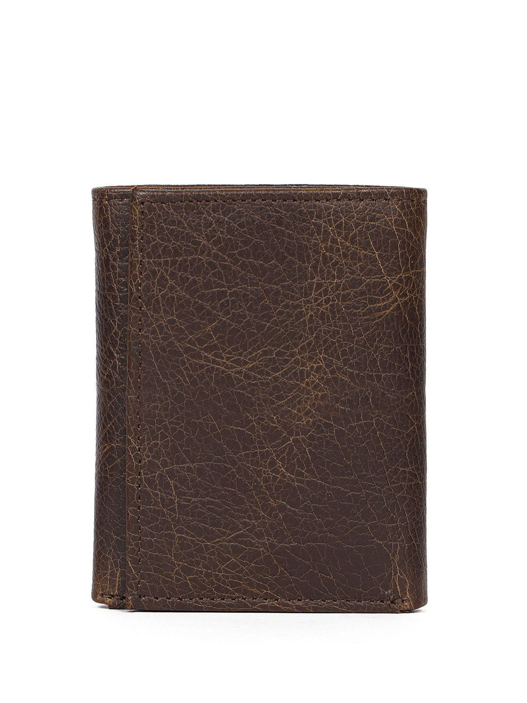 Celtic Men Brown Textured Leather Card Holder Compact with Flap Closure