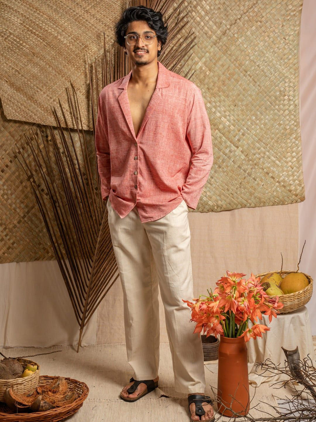 Weavers Stores Men Floral Relaxed Straight Leg Straight Fit Pleated Trousers