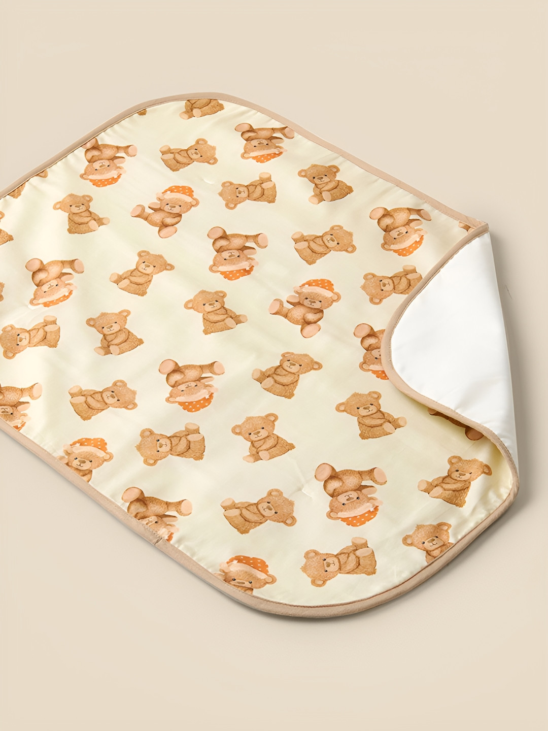 Fancy Fluff Beige Infants Cotton Printed Mattress Protector