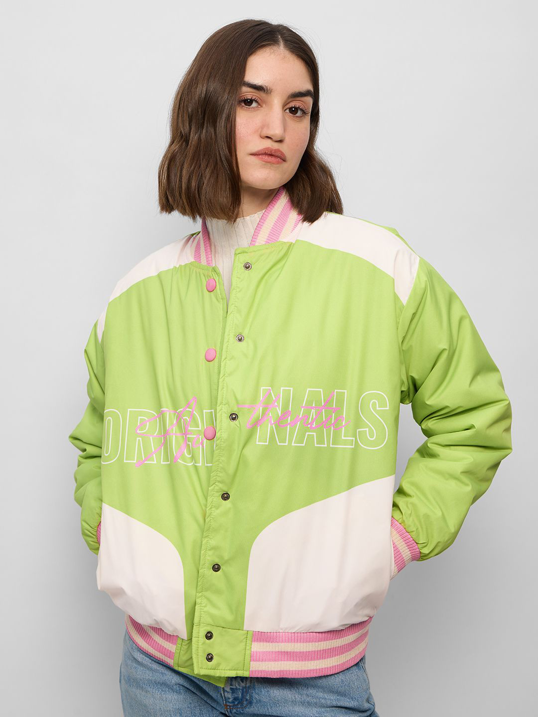 The Souled Store Women Typography Varsity Jacket