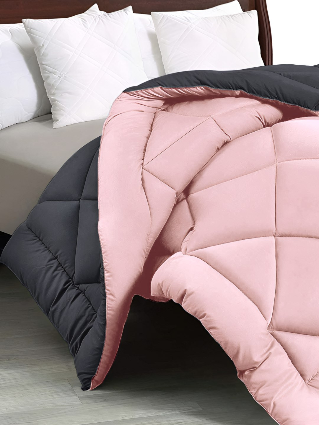 BED-SHEET.COM Green & Grey Geometric Microfiber Mild Winter 300 GSM Single Bed Comforter