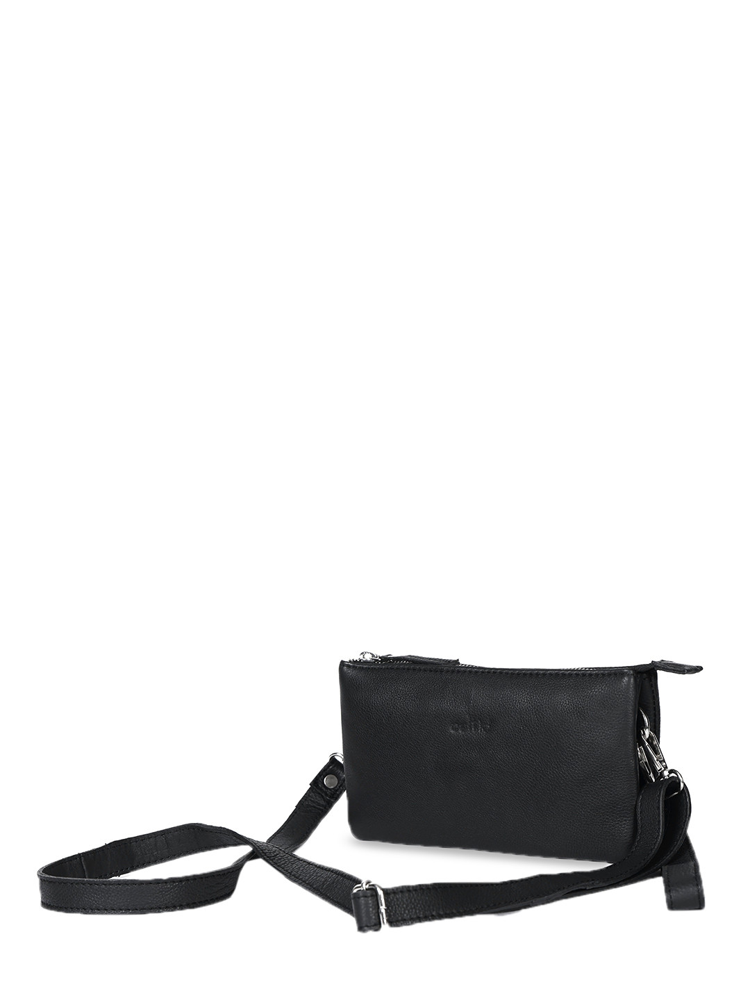 Celtic Black Textured Leather Structured Sling Bag