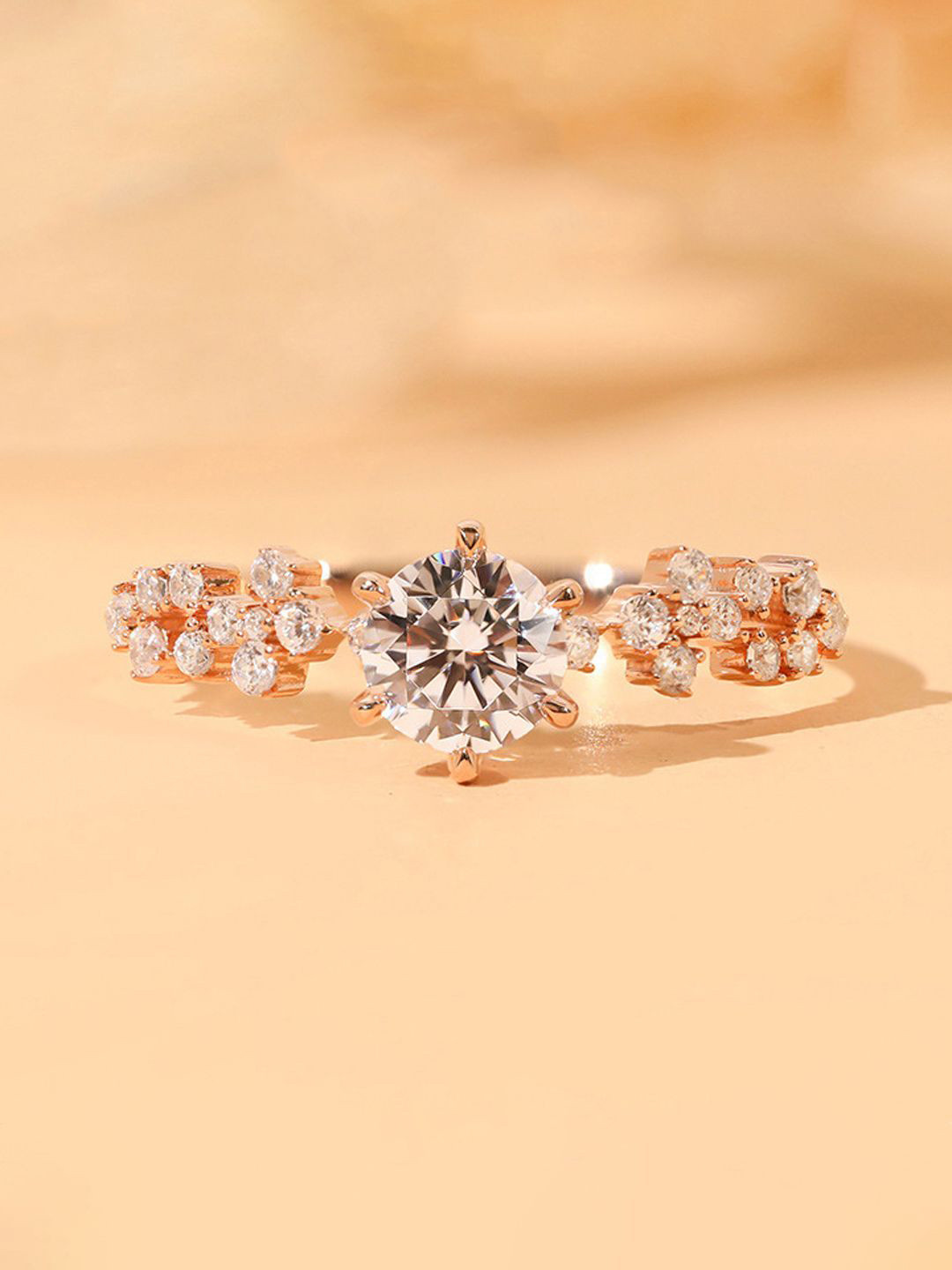 Designs & You Rose Gold-Plated American Diamond-Studded Finger Ring