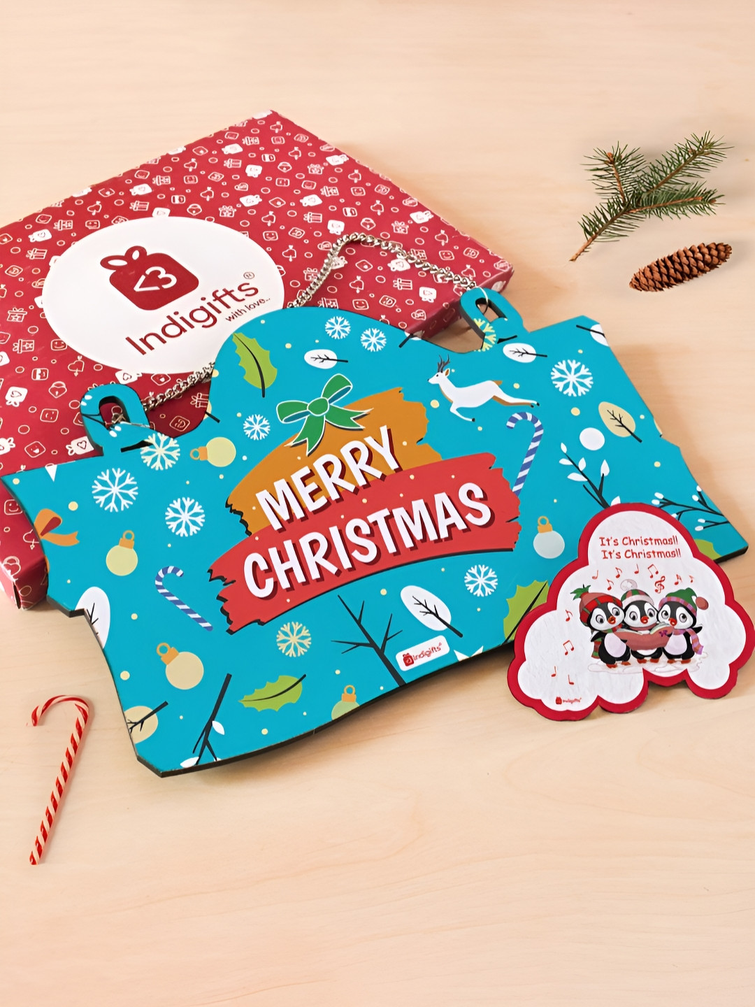 Indigifts Christmas Wood Matte Hanging Hall Wall Hangings-9In