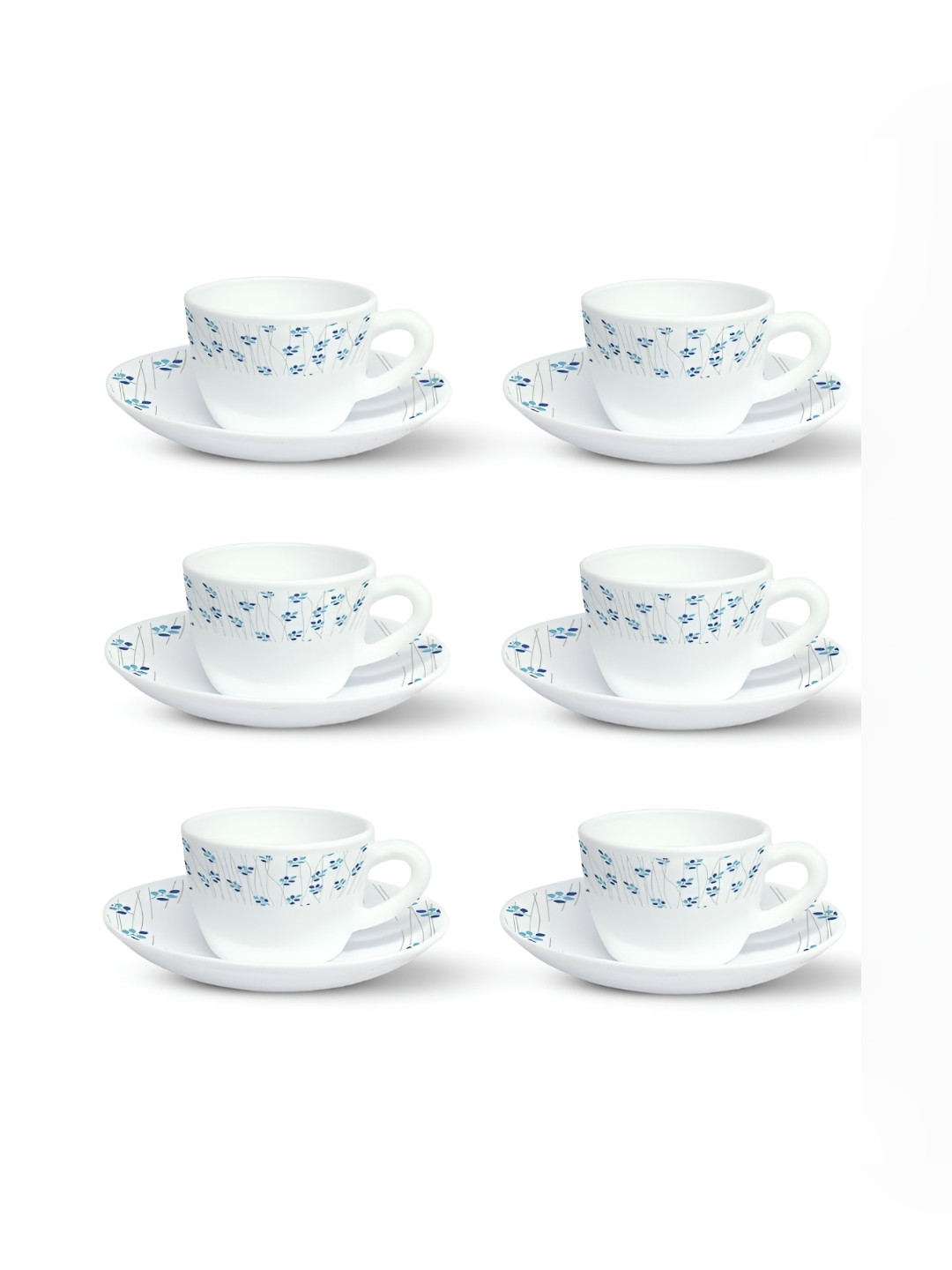 Larah by BOROSIL 12 Pcs White Printed Tea Set