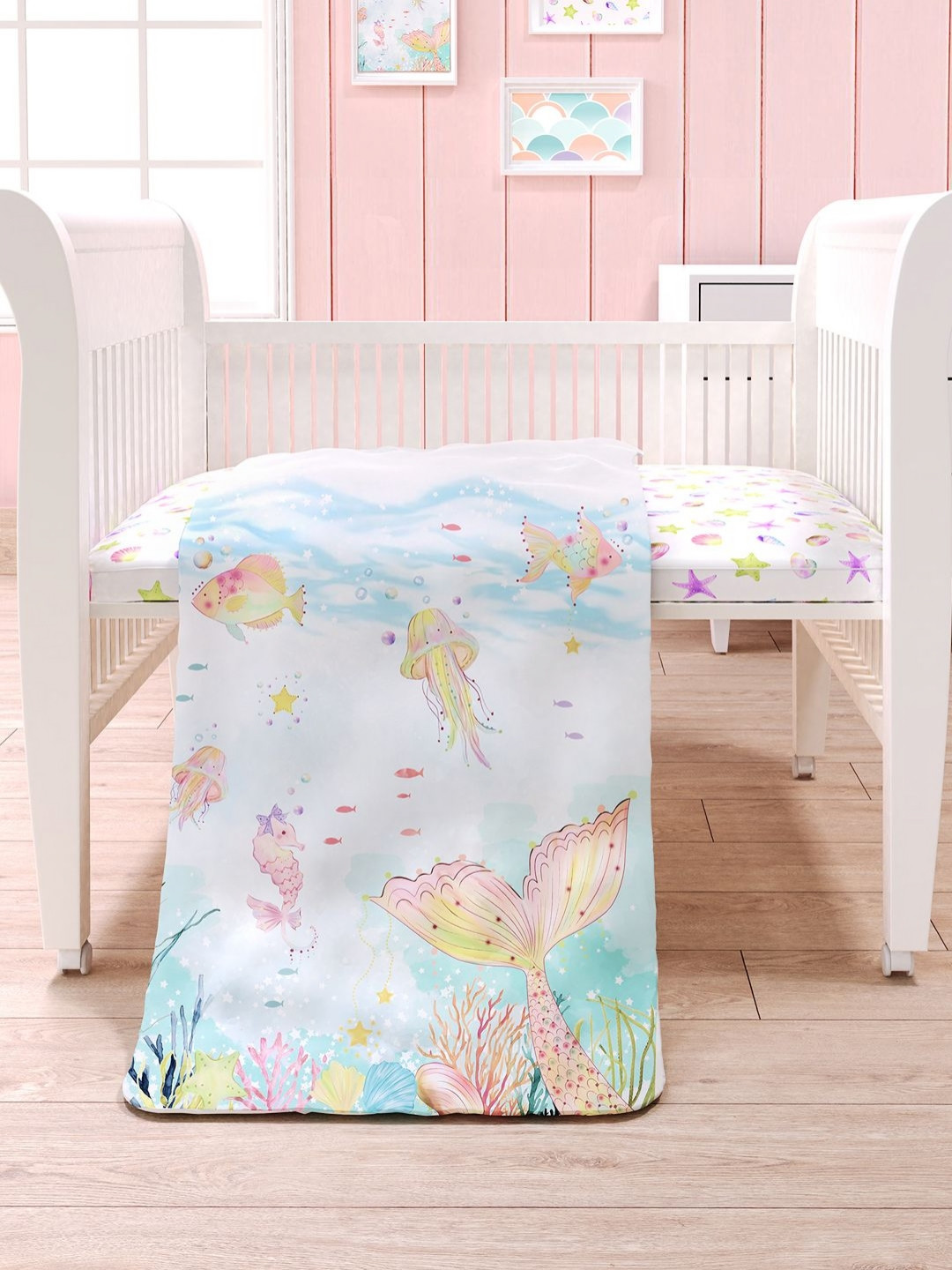 Fancy Fluff Blue & Pink Cartoon Characters AC Room Single Bed Comforter