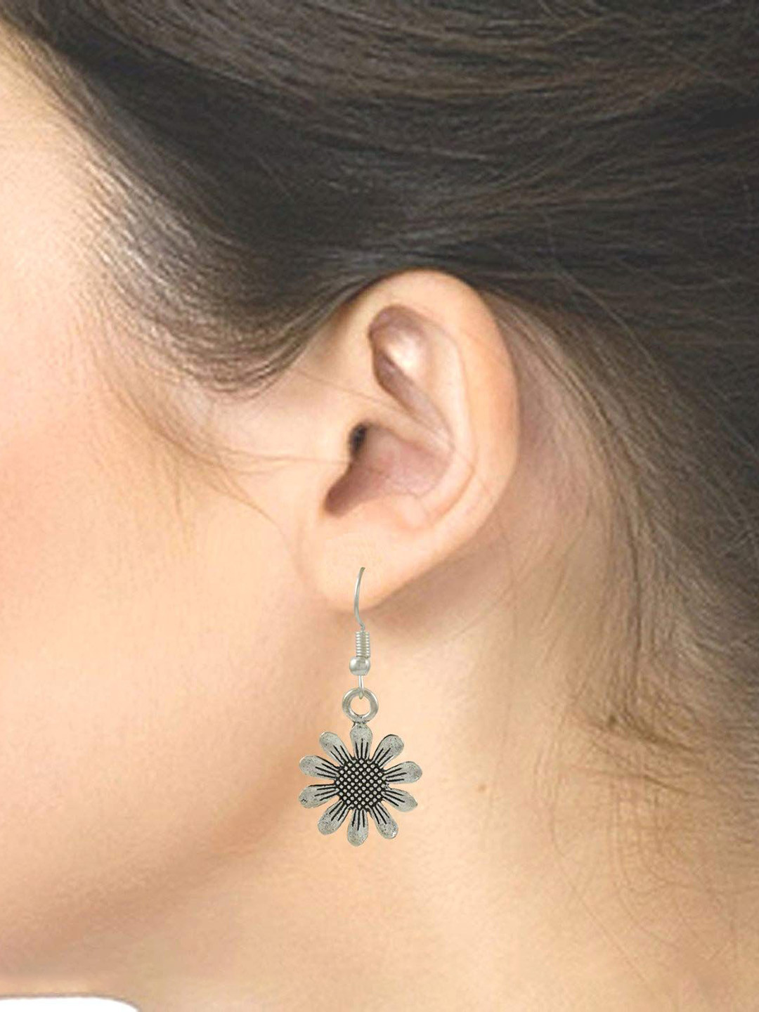 HIGH TRENDZ Silver Plated Beaded Anklet With Earrings Jewellery Set