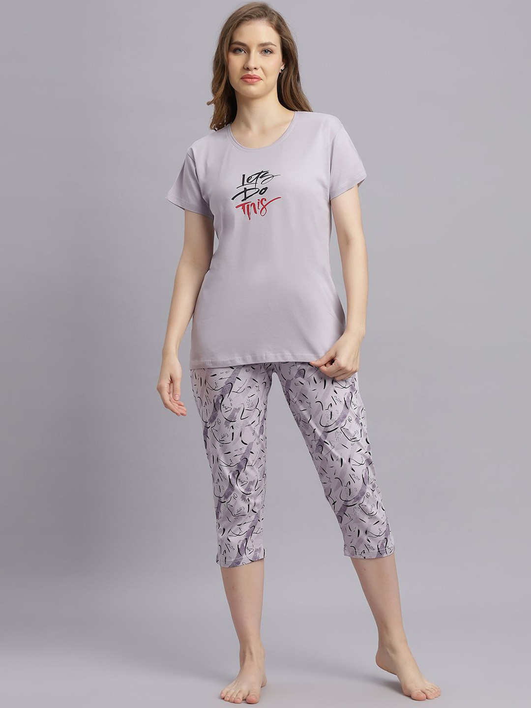 DZZO Women Printed Pure Cotton Night Suit