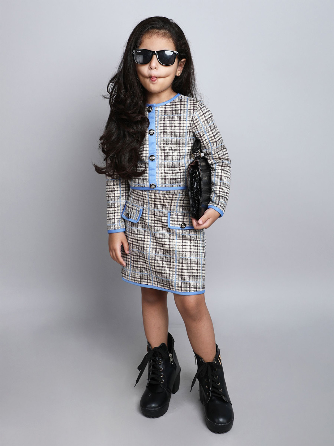 taffykids Girls Checked Top with Skirt
