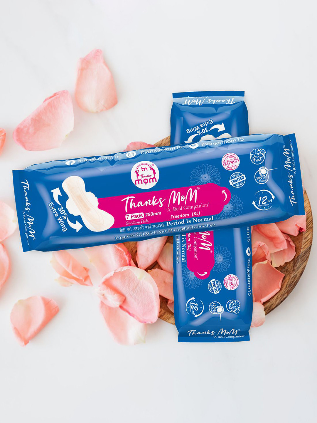 THANKS MOM Set Of 12 280mm Sanitary Pads - L - 7Pcs Each With Razor