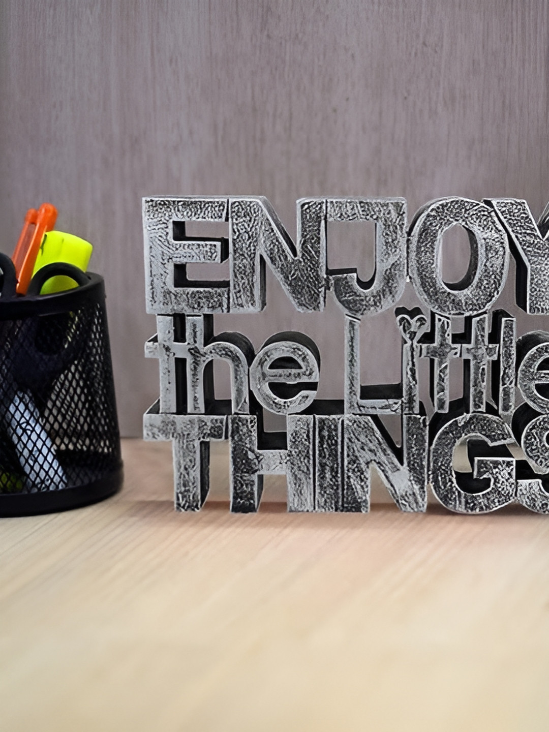 Zart Enjoy The Little Things Silver Polyresin Natural Living Room Small Showpiece - 5 Inches