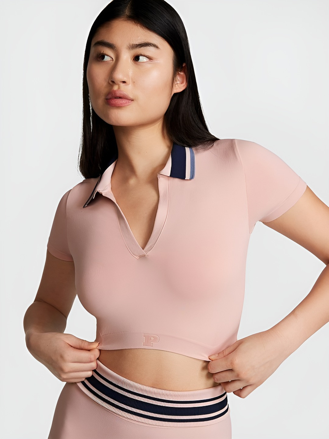 Victoria's Secret PINK Soft Seamless Polo Cropped Tee