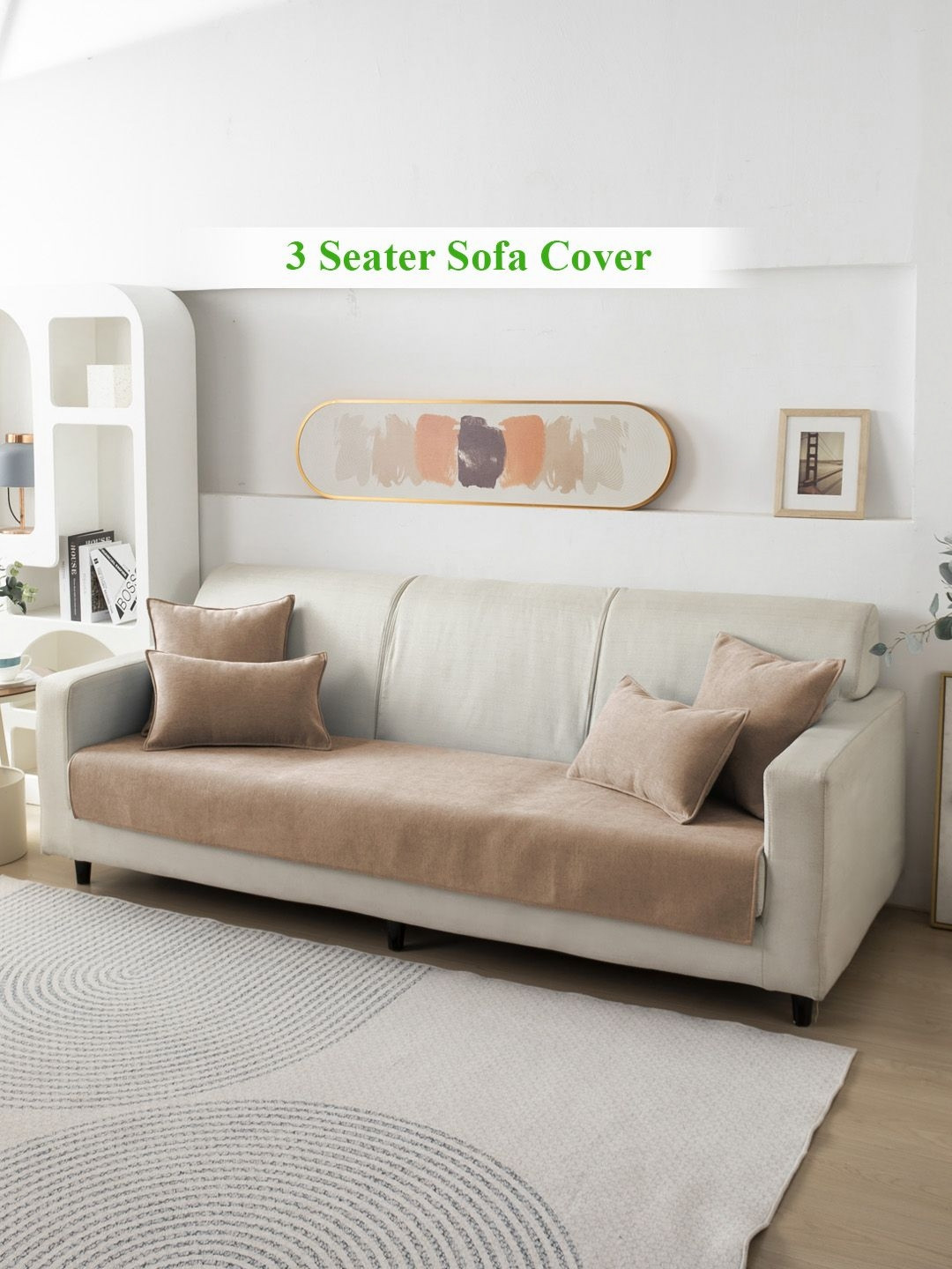 HOKIPO Brown Chenille 3 Seater Sofa Seat Mat