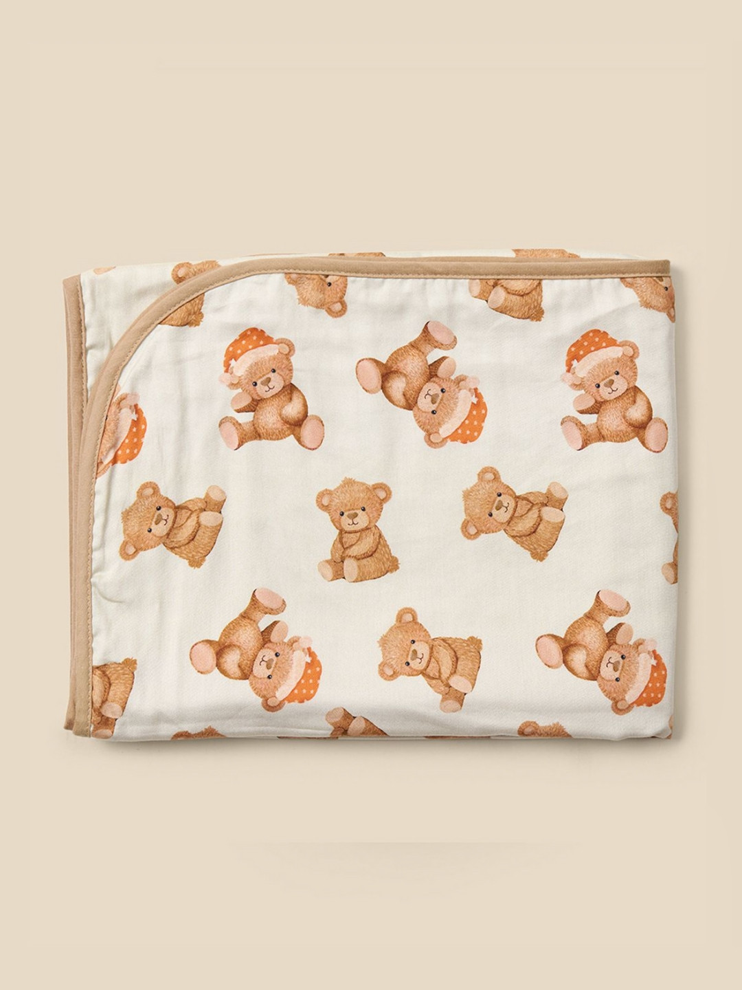 Fancy Fluff Beige & Brown AC Room Single Bed Dohar