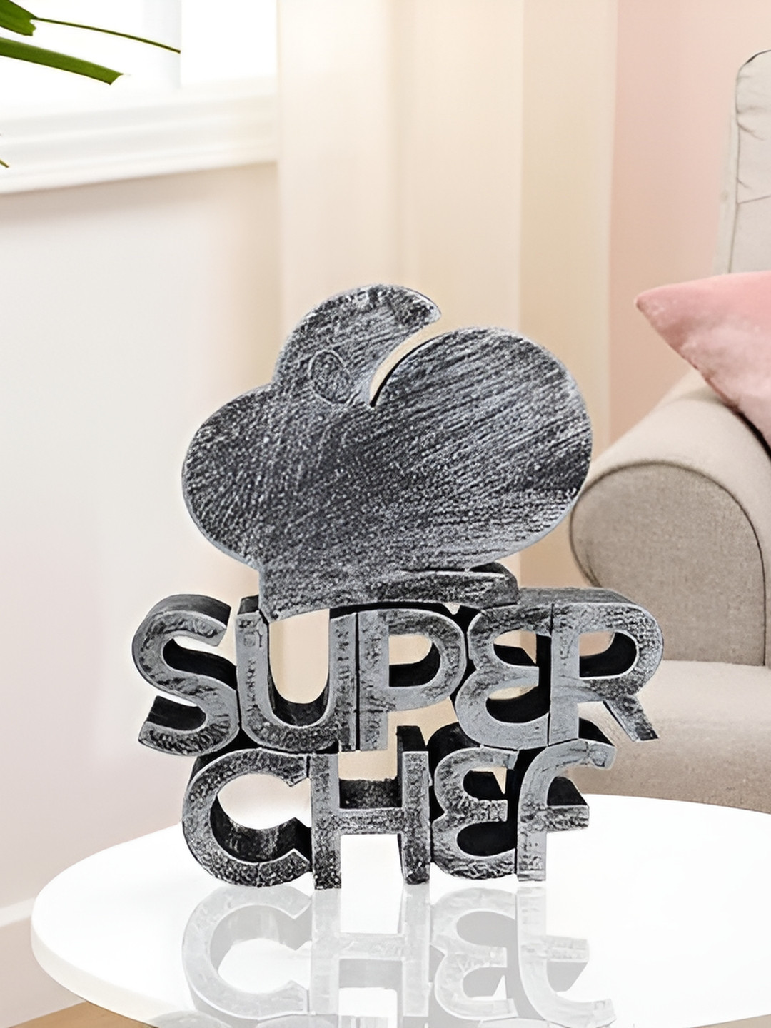 Zart Super Che Silver Polyresin Natural Home Office Medium Showpiece - 6.8 Inches