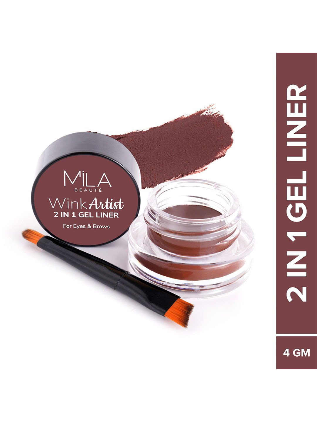 MILA BEAUTE Wink Artist Waterproof 2 In 1 Gel Eyeliner- 4 g- Brown 09