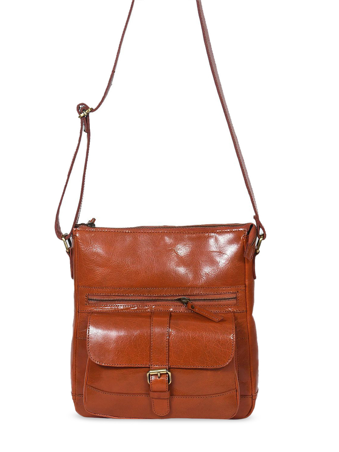 Celtic Tan Leather Shopper Sling Bag with Tablet Sleeve