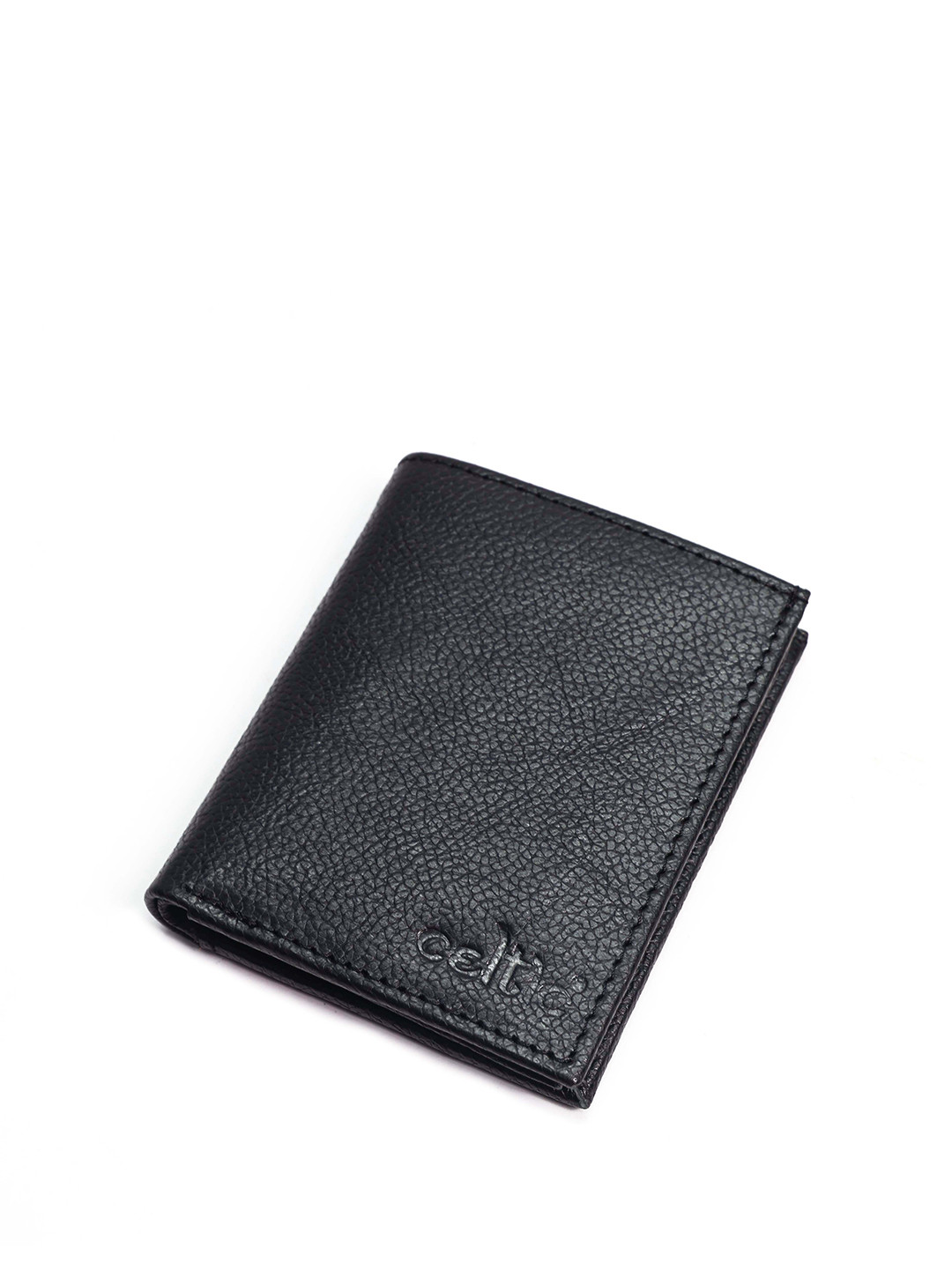 Celtic Men Black Floral Textured Leather ThreeFold Wallet