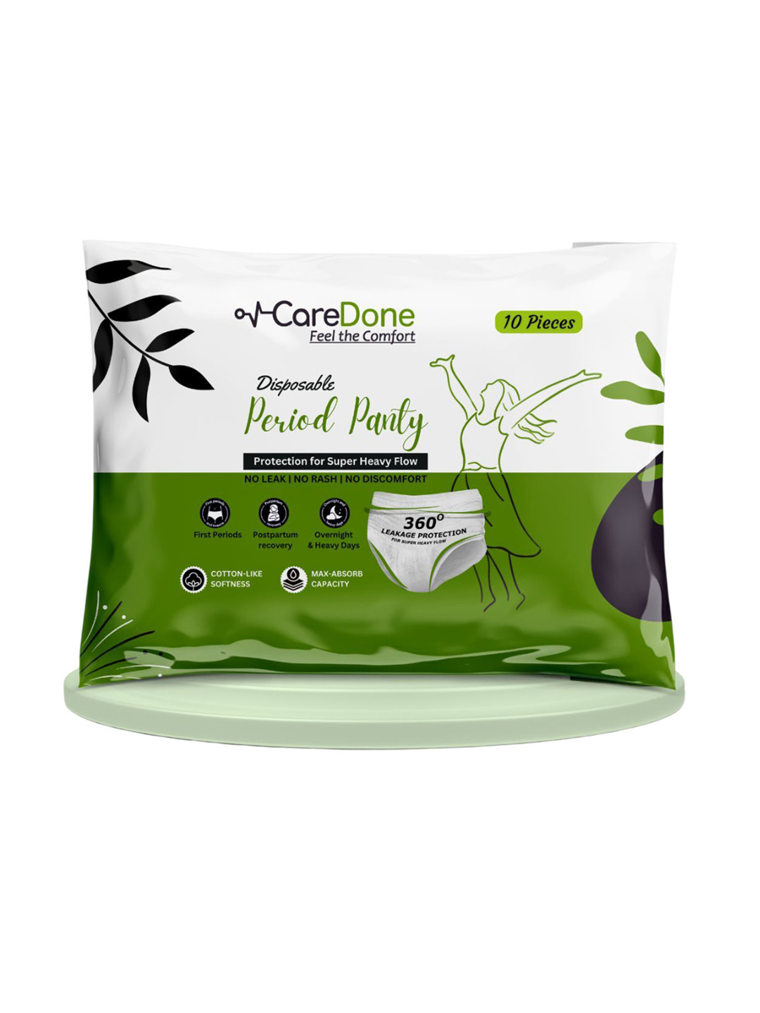 CareDone Disposable Leak Proof Overnight Protection Period Pantys- 10 Pcs - S
