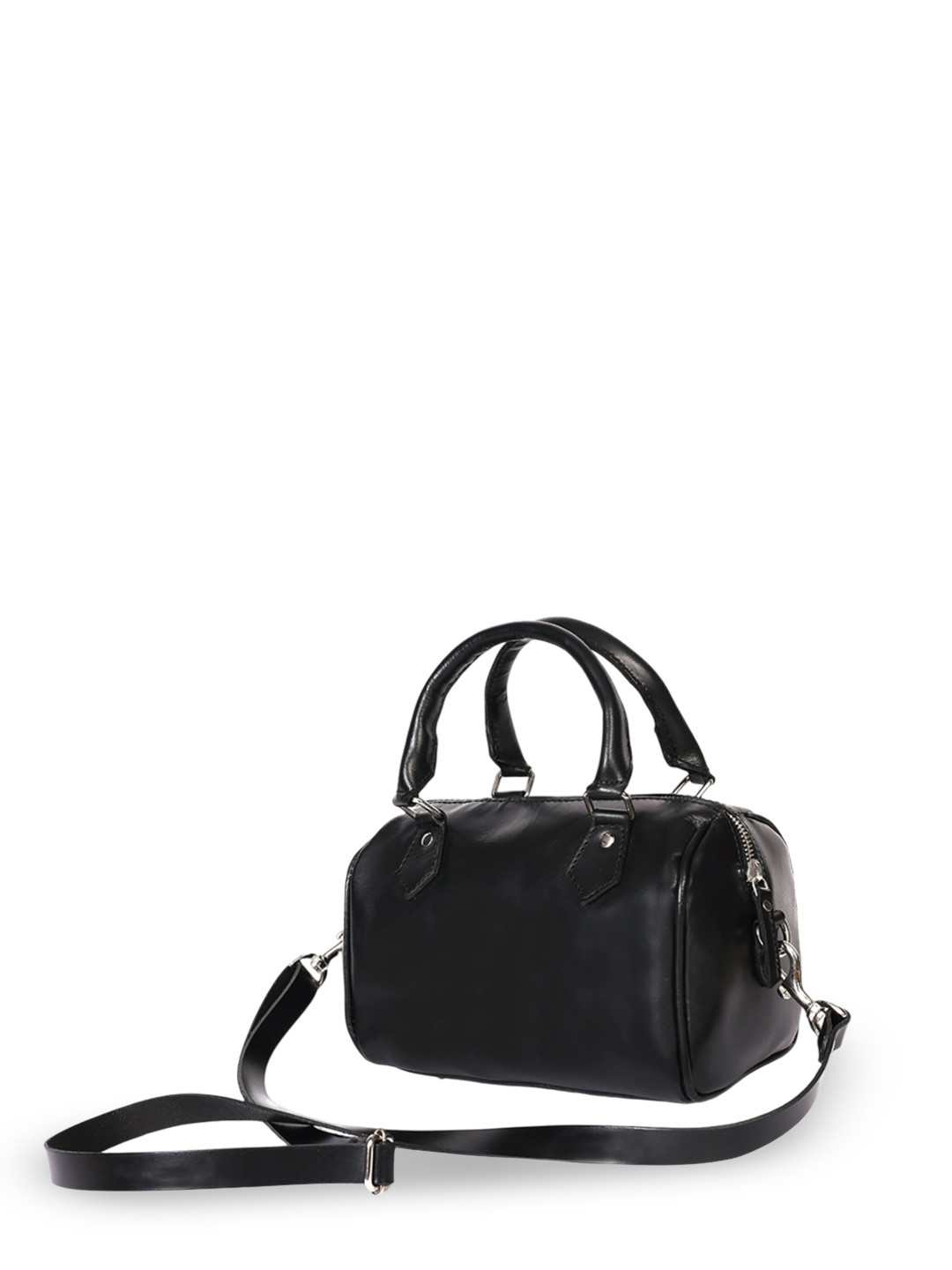 Celtic Unisex Black Leather Shopper Satchel with Detachable Sling Strap