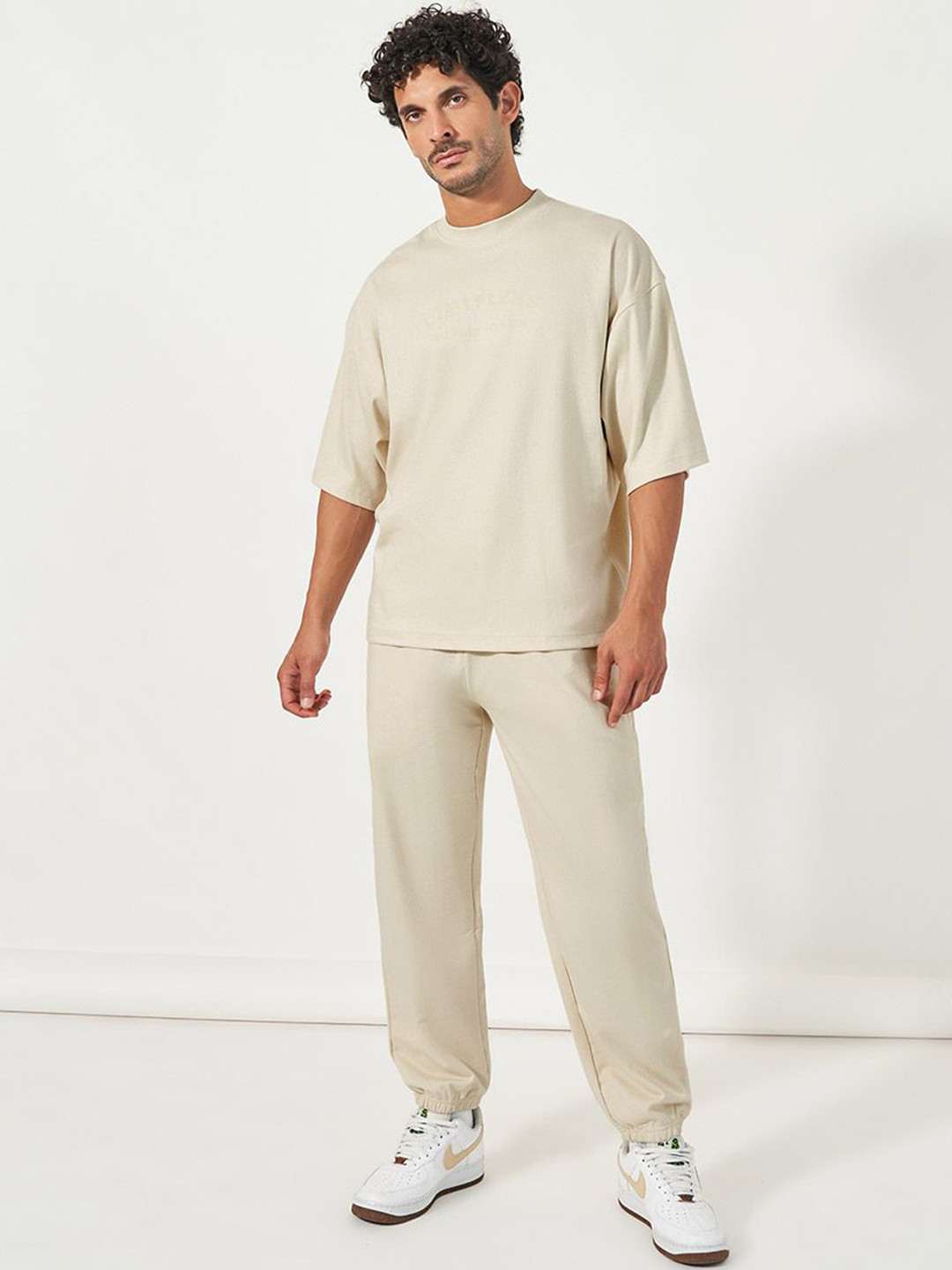 Styli Men Eco Earth Graphic Print Boxy T-Shirt and Oversized Jogger Co-Ords