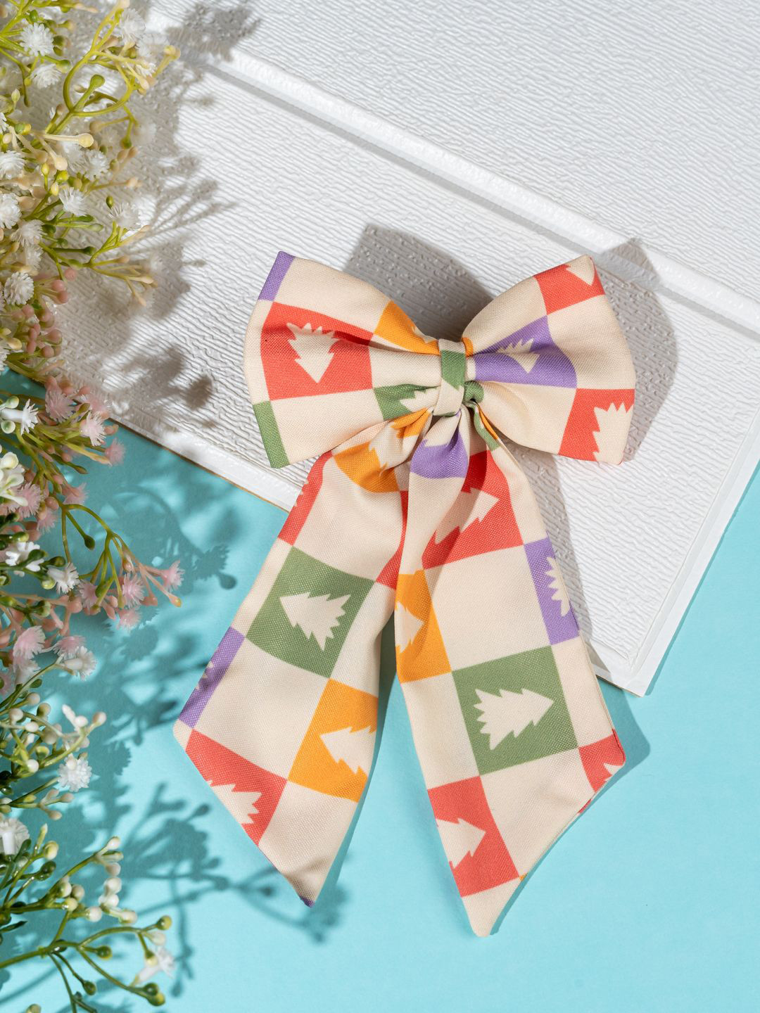 Arendelle Christmas Tree Theme Pastel Yellow Pigtail Hair Bow